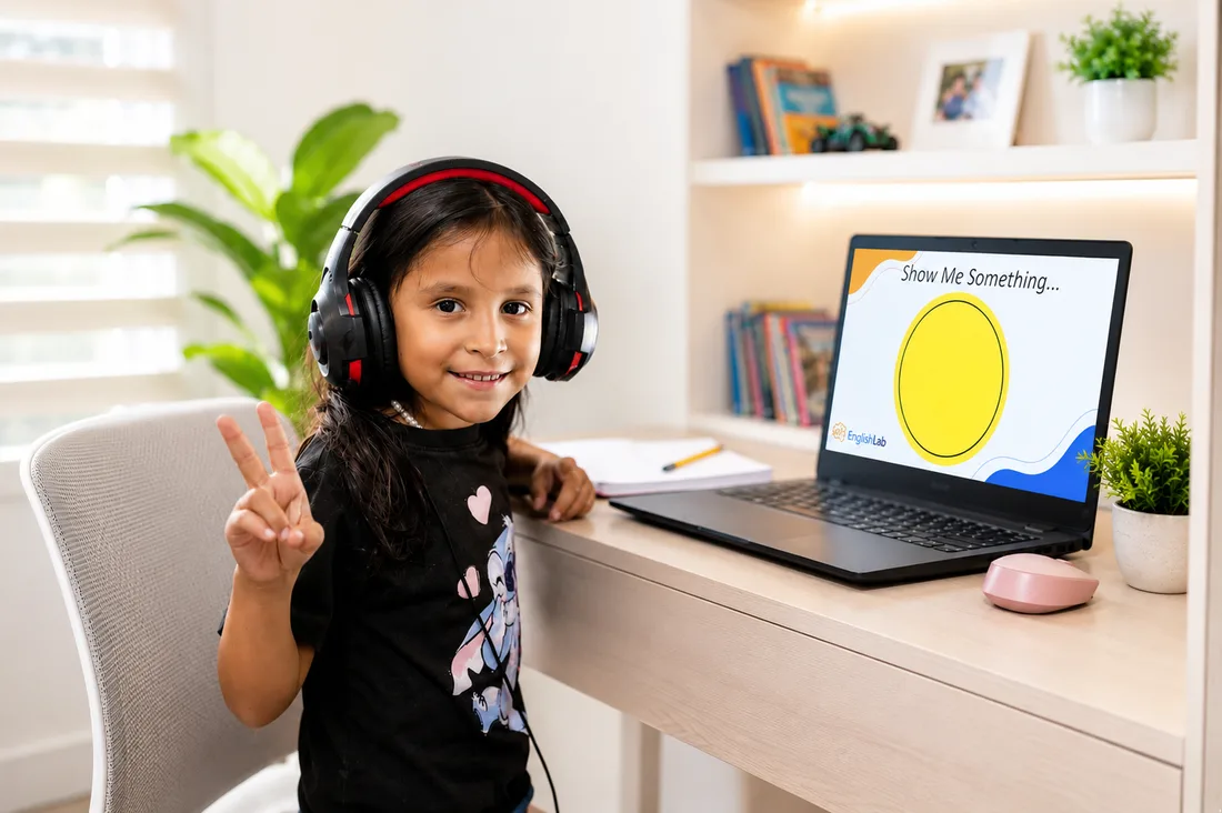 Estudiante del programa Explorers en una clase virtual en vivo